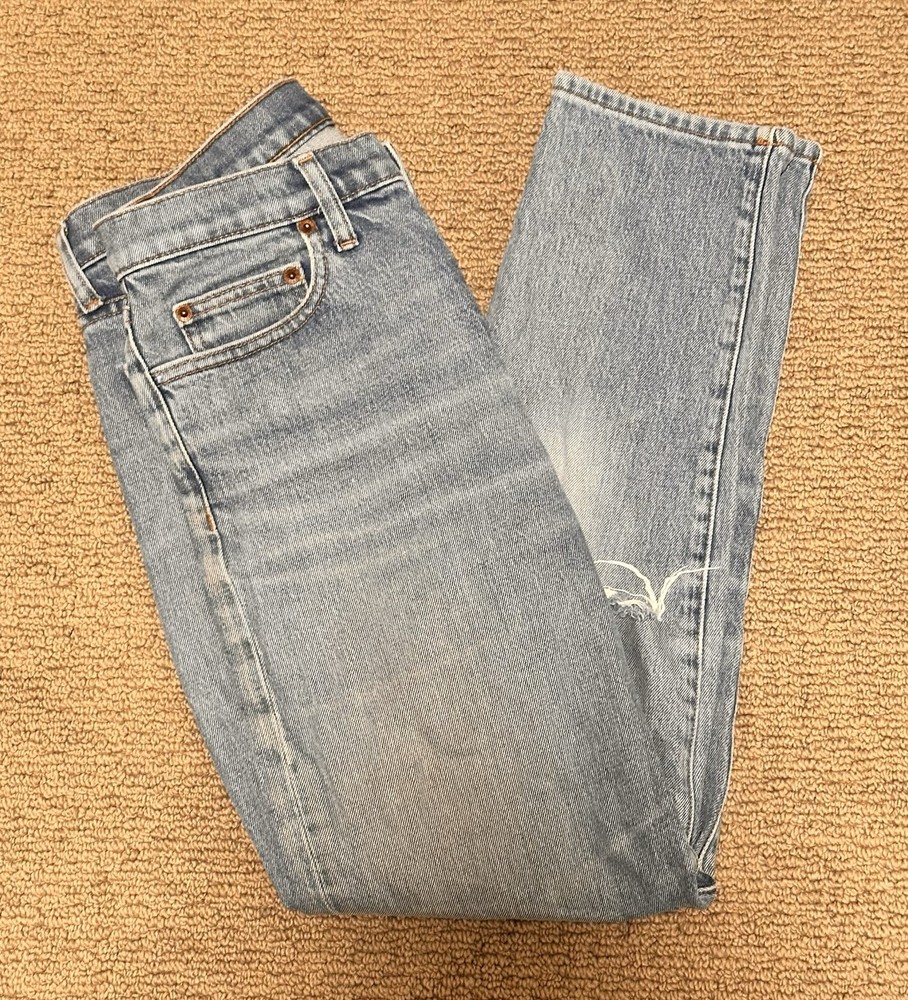 B Sides Jeans Womens 27 Blue Denim Distressed Made In USA
