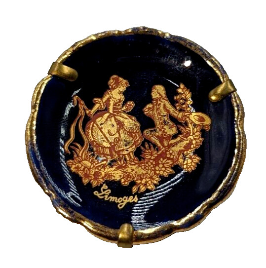 Limoges Miniature Plate Cobalt & Gold 