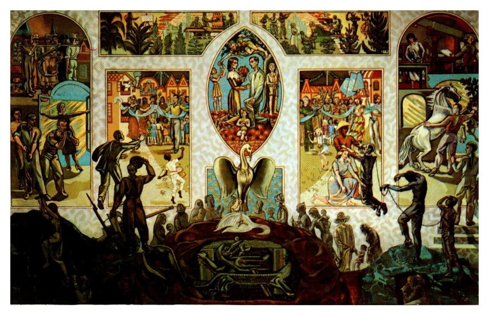 Mural in Security Council Chamber United Nations New York Vintage Postcard