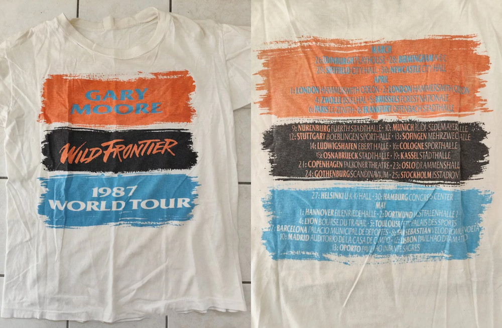 2 Sides Gary Moore Run Wild Frontier 87 Tour Shirt White Unisex S-5XL 1UU009