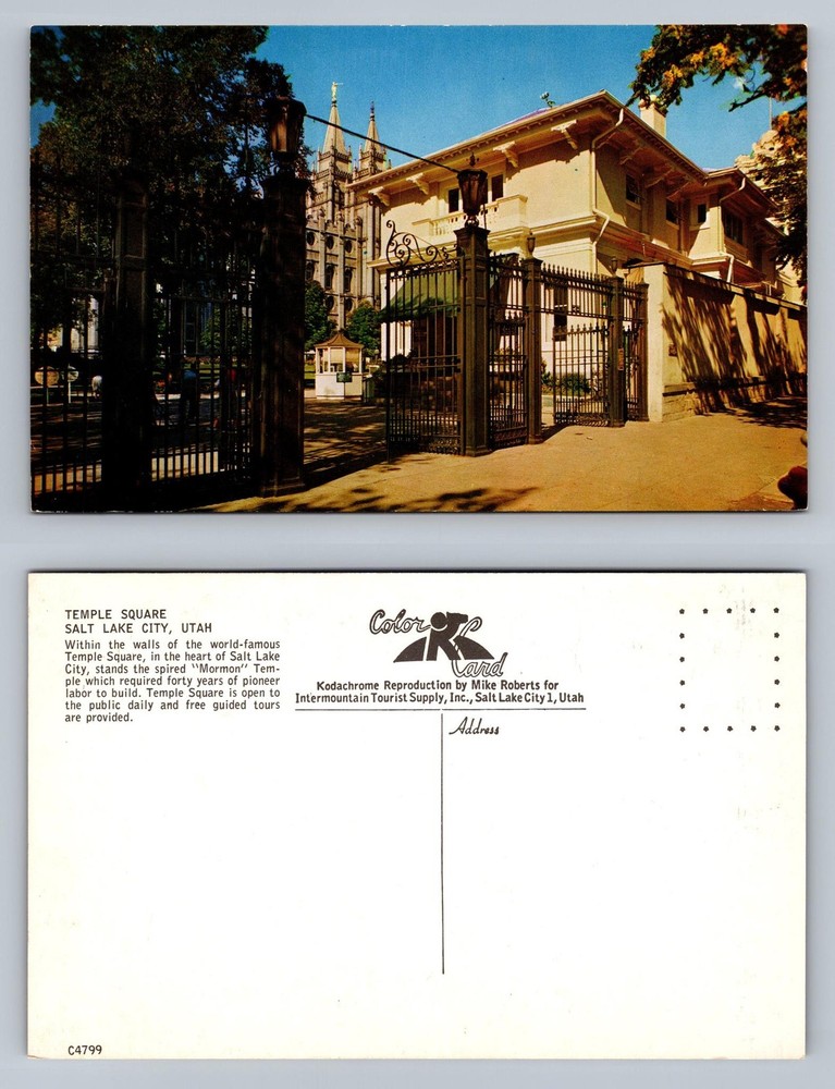 Salt Lake City, UT-Utah, Temple Square Mormon Gates Souvenir Vintage Postcard