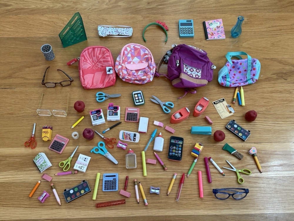 Backpack & School Supplies Lot for 18” Doll Accessories by Battat/ American Girl