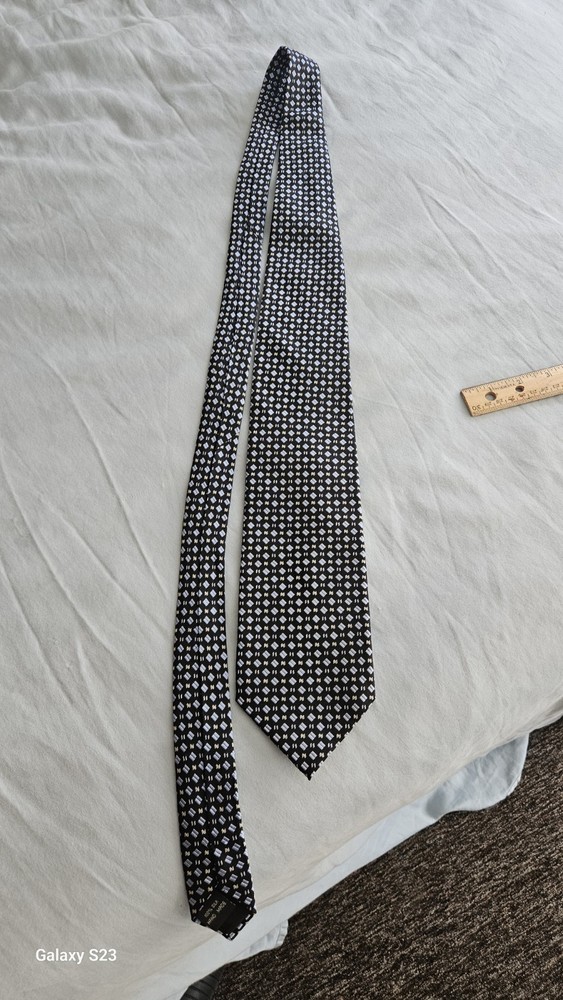 Daniel Craig Silk Tie Blue Gray Silver Geometric Men Necktie Long 64 x 3.75Business