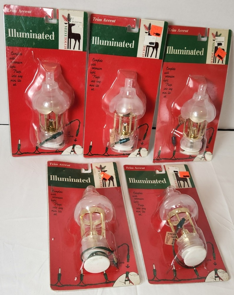 Velvetouch Lot of 5 Illuminated Trim Accent Christmas Ornament Lantern Plug-in-image