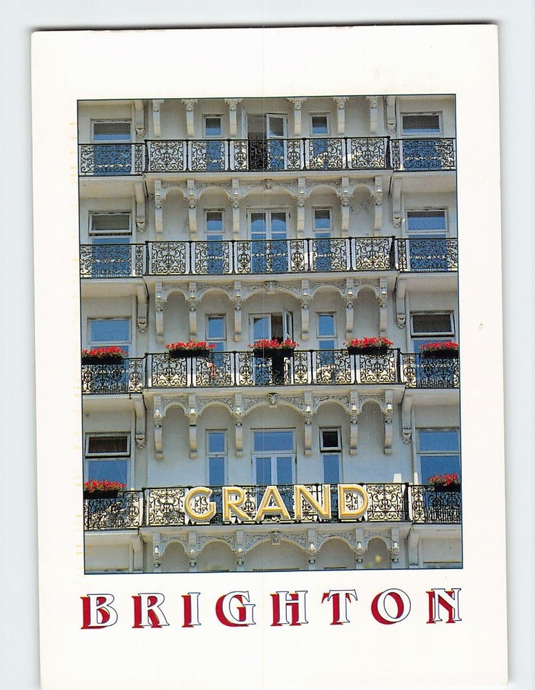 Postcard The facade of the Grand Hotel Brighton and Hove England