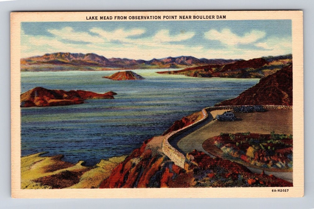Boulder Dam NV-Nevada, Lake Mead, Observation Point, Antique Vintage Postcard