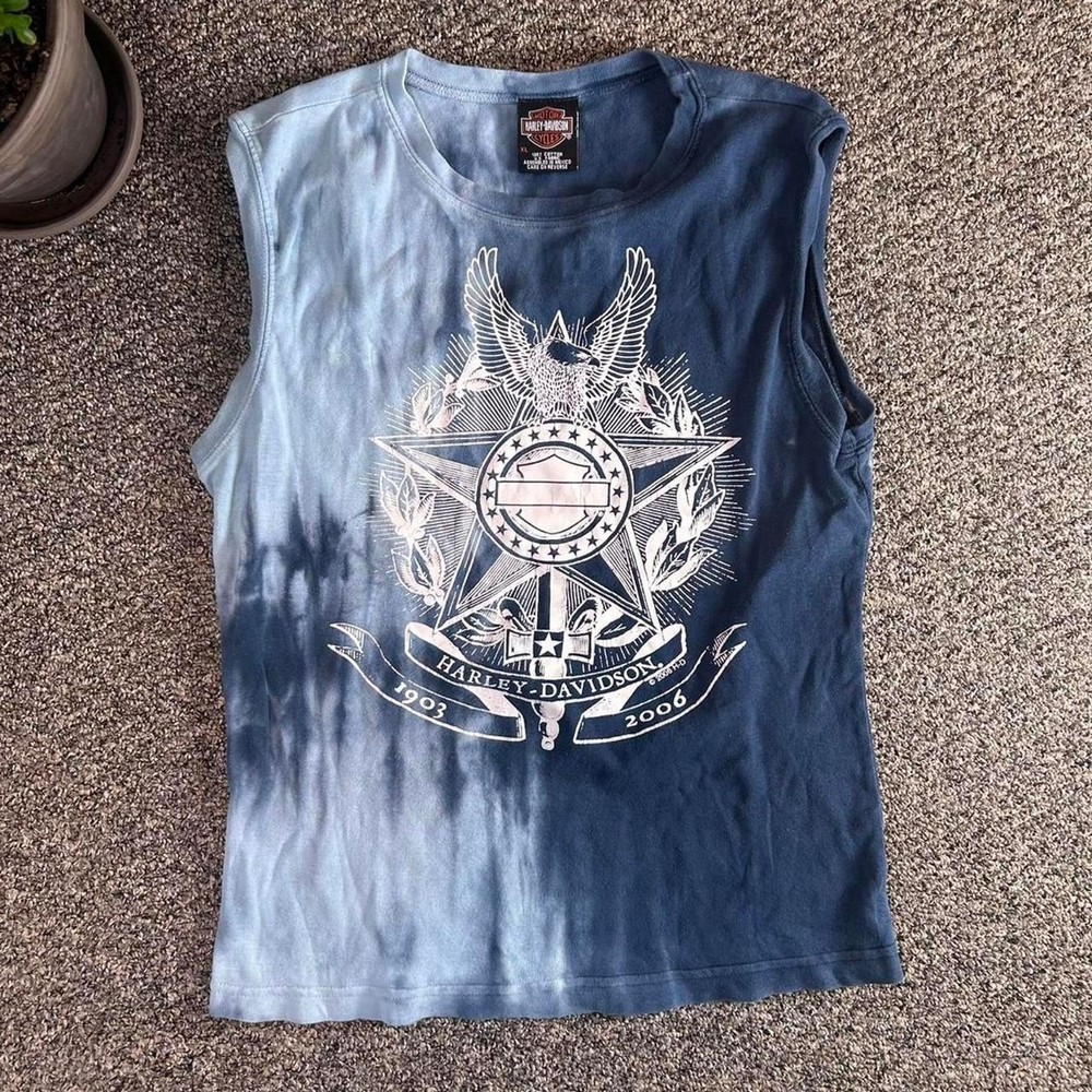 Harley-davidson Women's Blue and Navy T-shirt