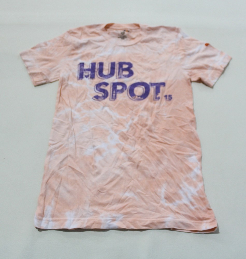 Hubspot Women's Tie Dye Logo Short Sleeve 100% Cotton T-Shirt JL3 Pink Size XS