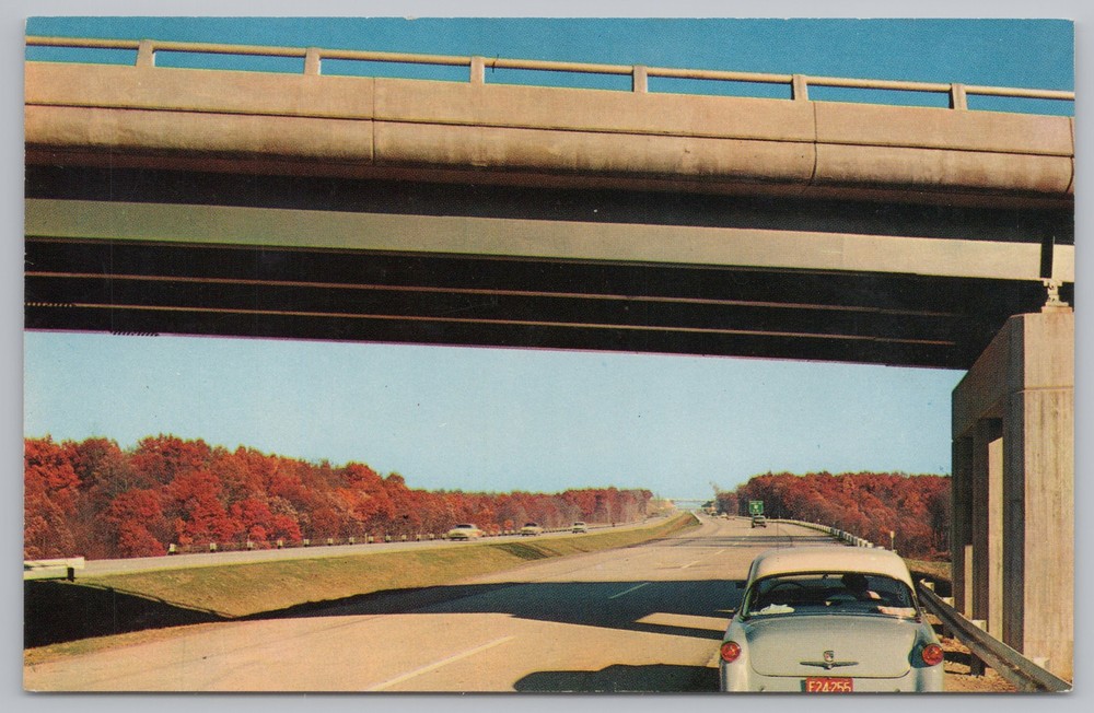 State View~Underpass Made By Bridge On Ohio Turnpike~Vintage Postcard
