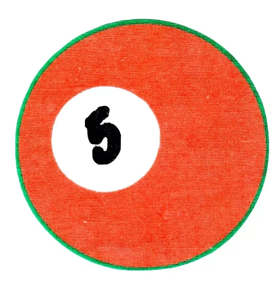 billiards ball pool fabric applique iron on #5 not embroidered 2.5 inch