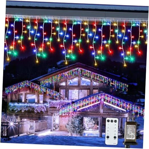 32.8FT 400LED Multicolor Icicle Christmas Lights with 75 Drops for Outdoor Decor