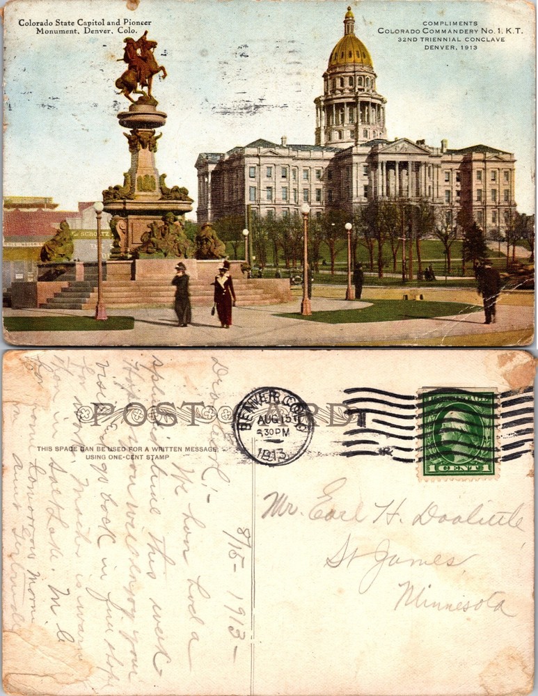 State Capitol and Pioneer Monument Denver Colorado CO Postcard