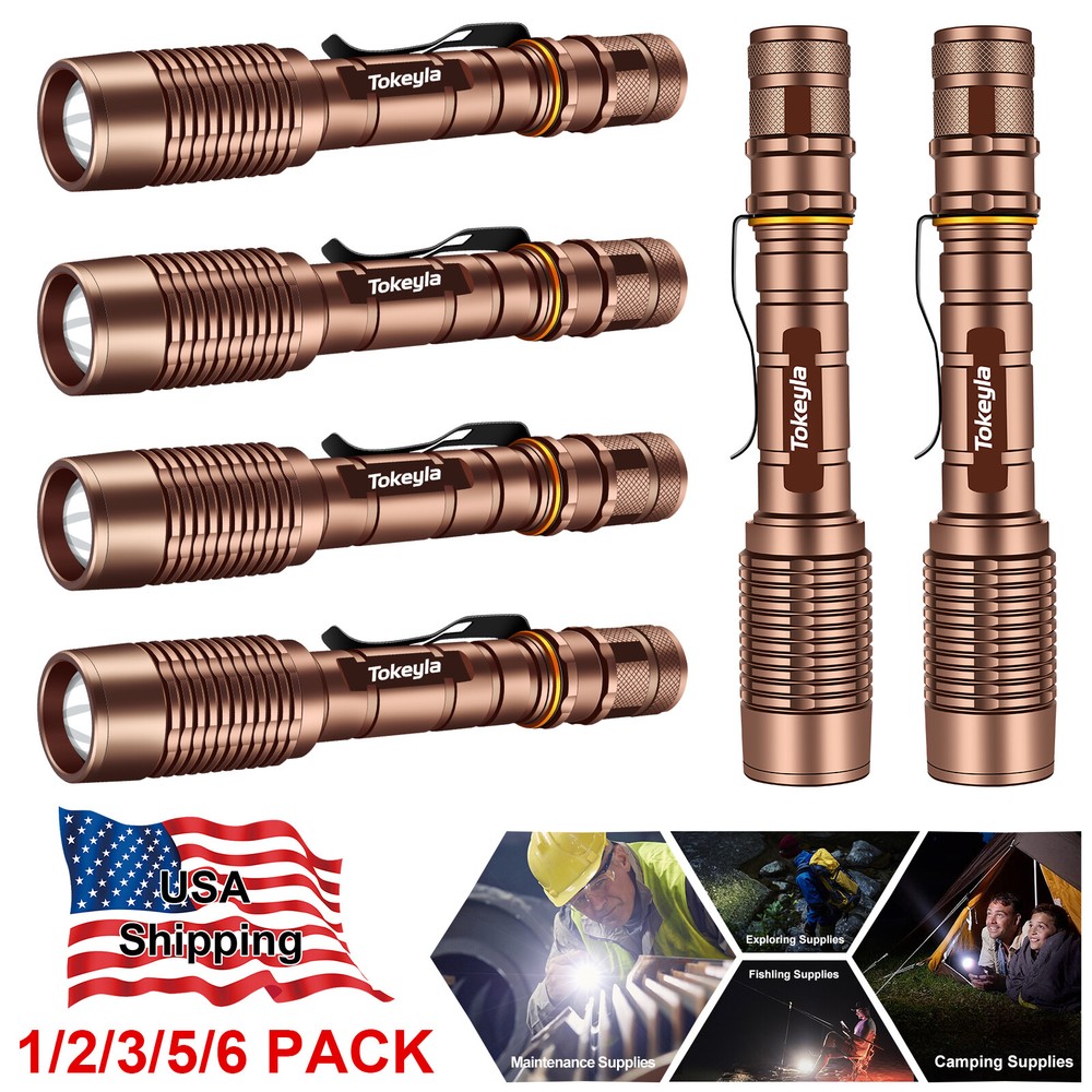 6 Pack Super Bright LED Flashlight Zoom Working Torch Lamp with Memory Function