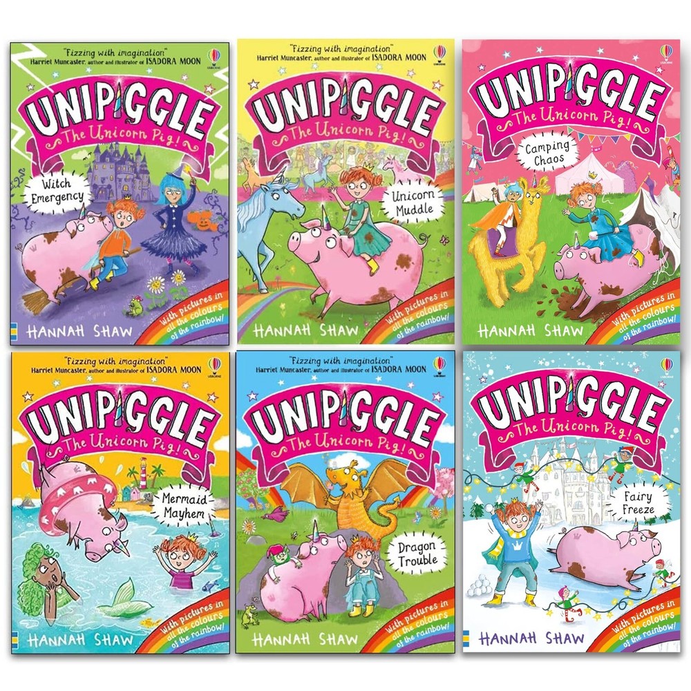 Unipiggle the Unicorn Pig Series 6 Books Set by Hannah Shaw- Ages 6-9- Paperback