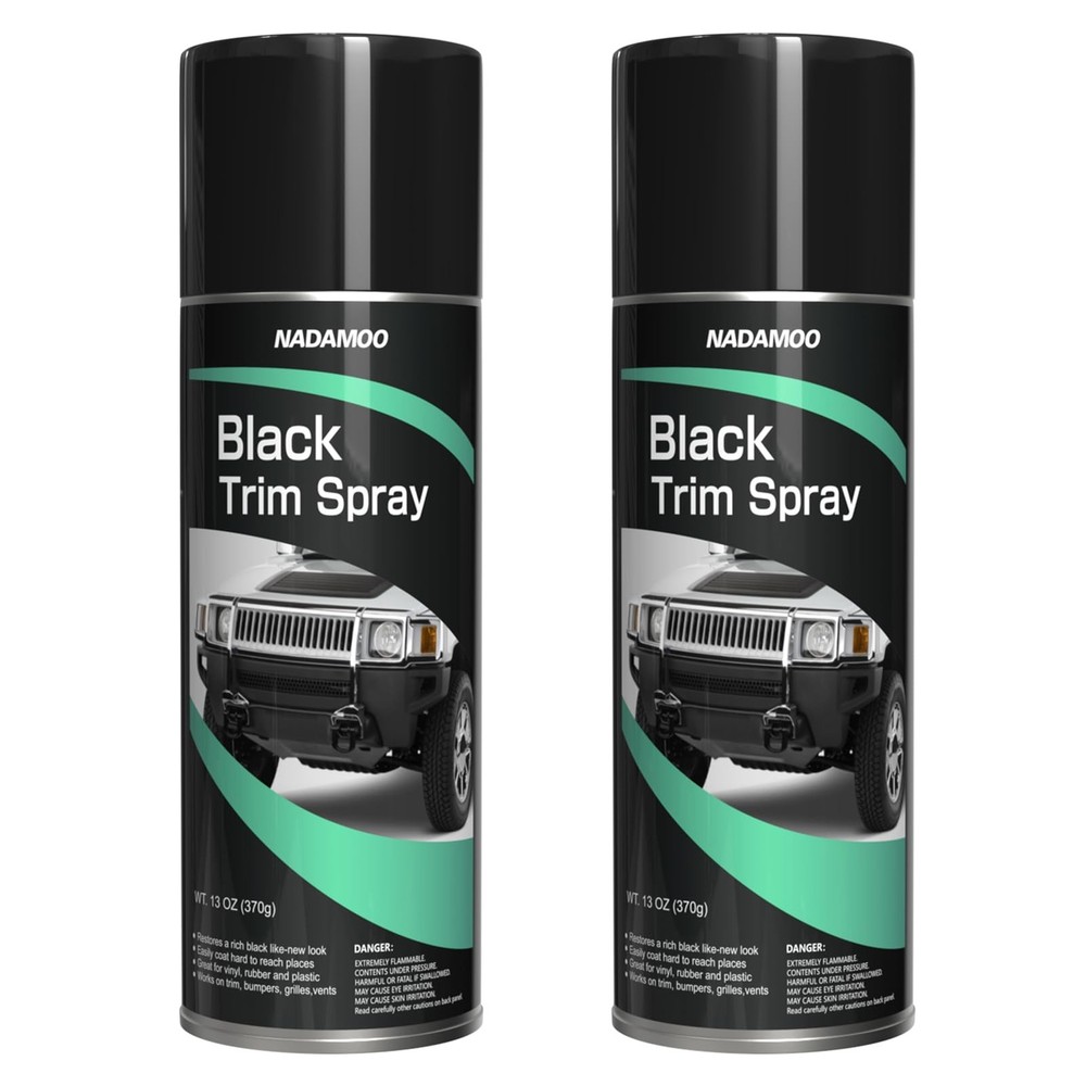 Automotive Black Trim Spray Paint 2 Cans Restores Faded Car Plastic Trim Fast