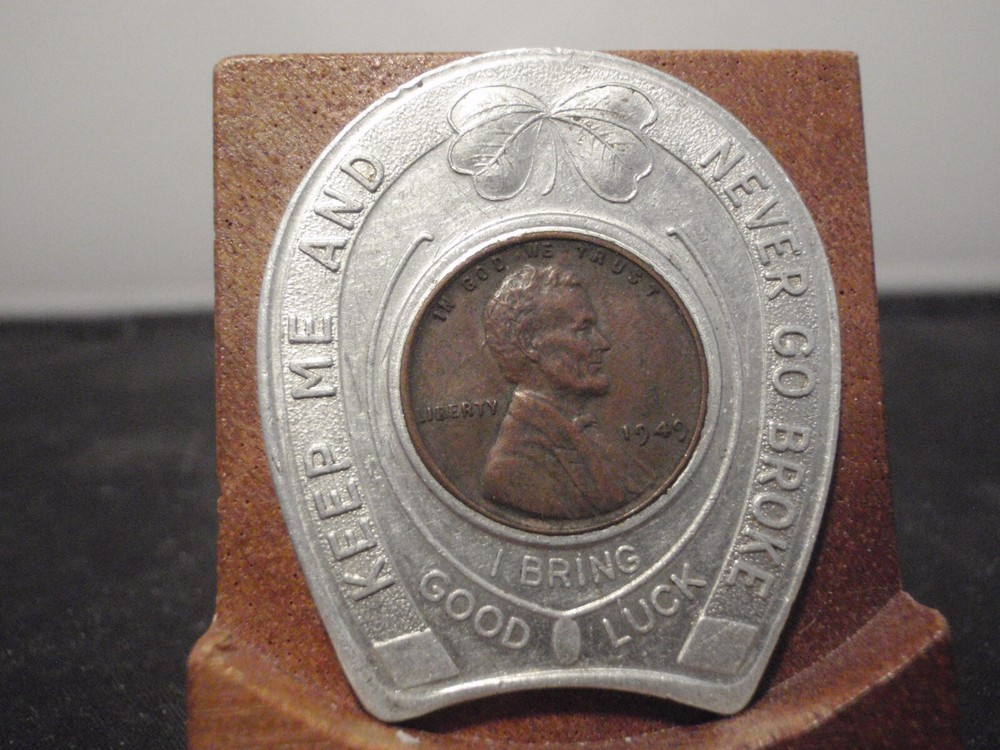 1949 Keep Me and Never Go Broke Encased Penny Empire State Building NYC USA