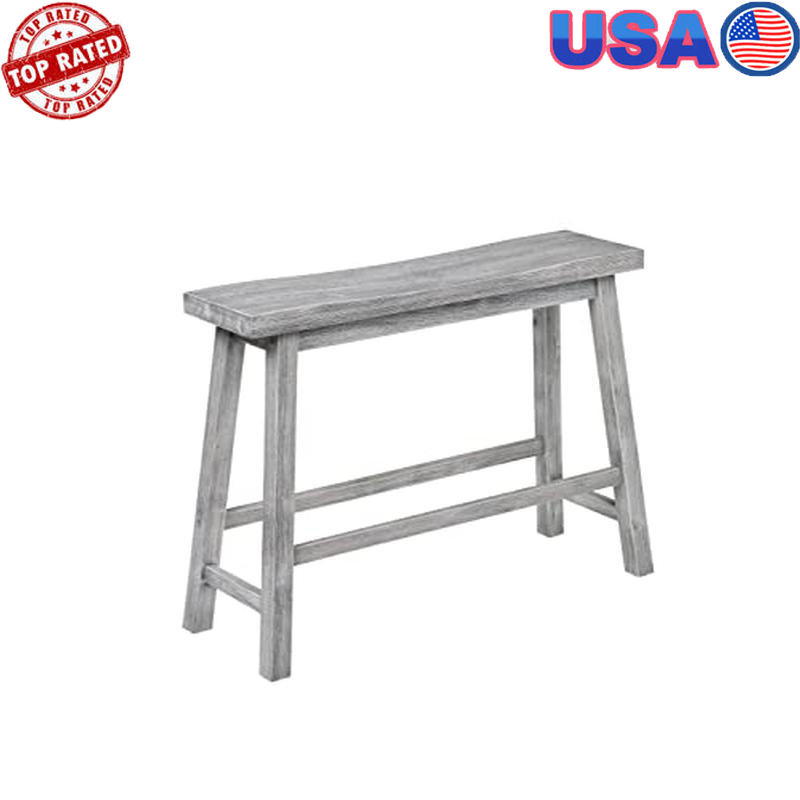 Rustic Acacia Wood Backless Counter Height Bench for Dining or Entryway-image