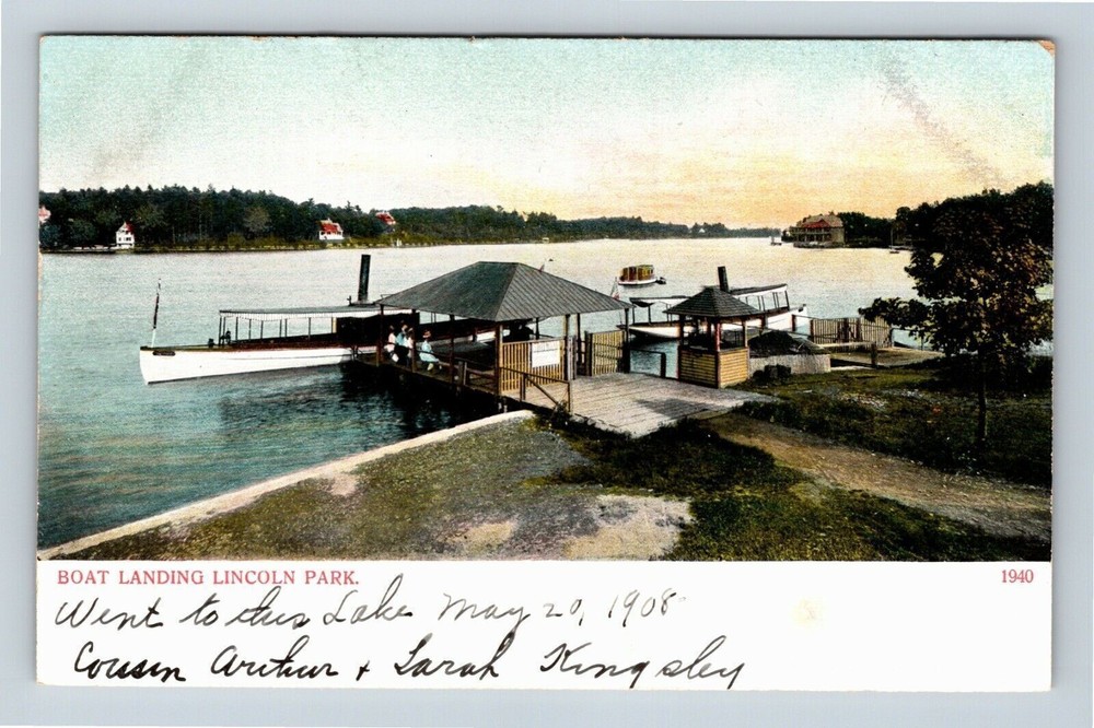 Lincoln Park, Boat Landing, Vintage Postcard