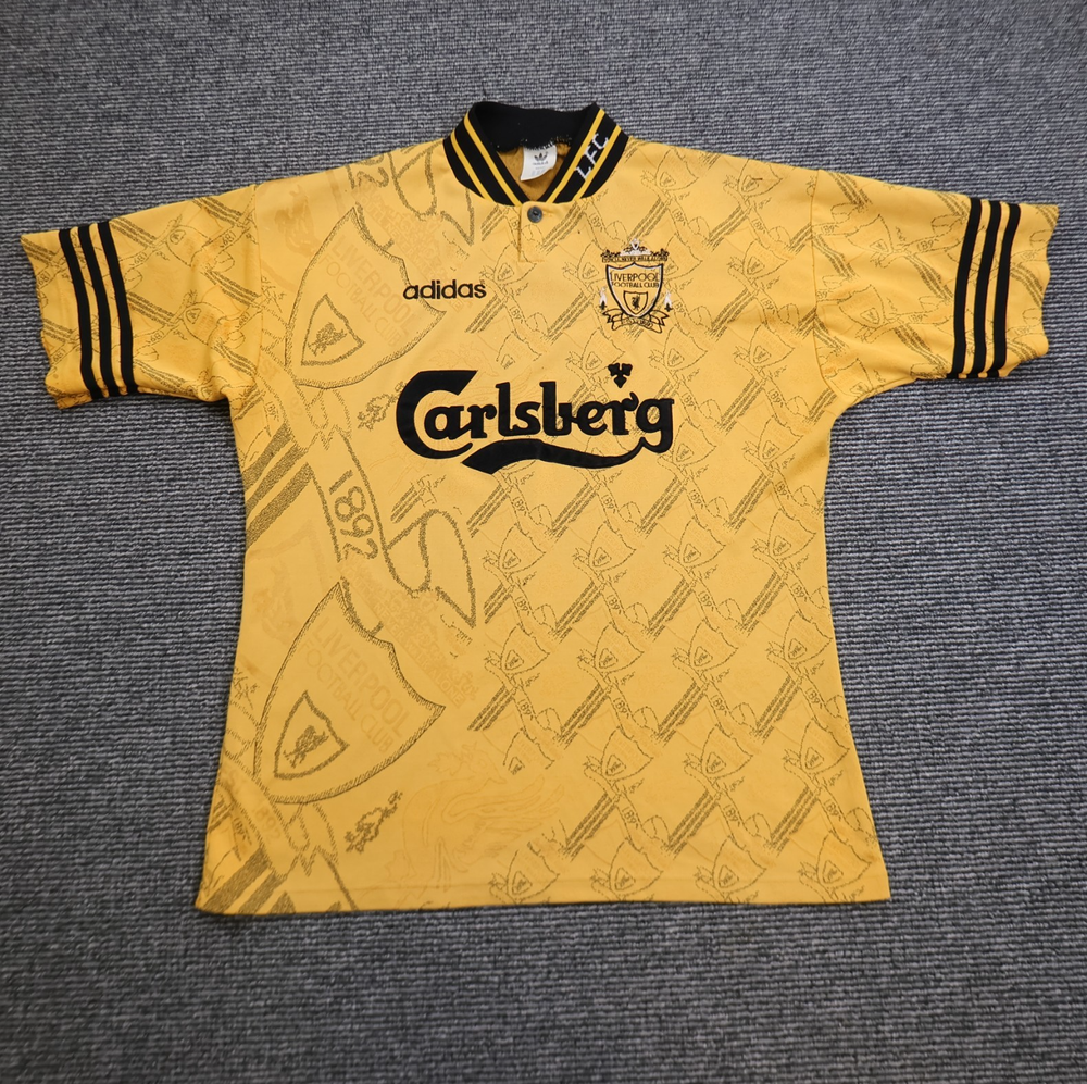 Vintage Liverpool Shirt Large Yellow Third Kit 1994 1996 Adidas Jersey 42/44 90s