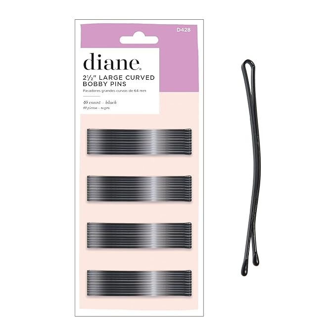 2.5-Inch Curved Black Bobby Pins for Women Salon Hair Styling Rollers