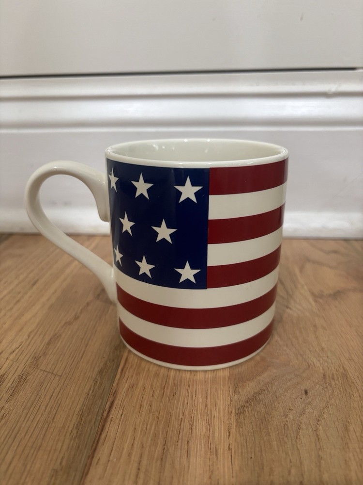 Ralph Lauren Hamptons USA Flag Coffee Mug Cup Red White Blue Patriotic