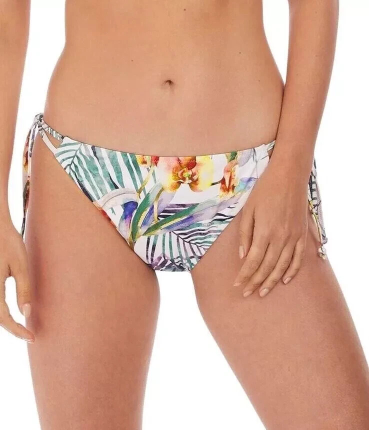 Fantasie Playa Blanca Bikini Brief M 12 14 White Tie Side Swimwear Bottom 6925