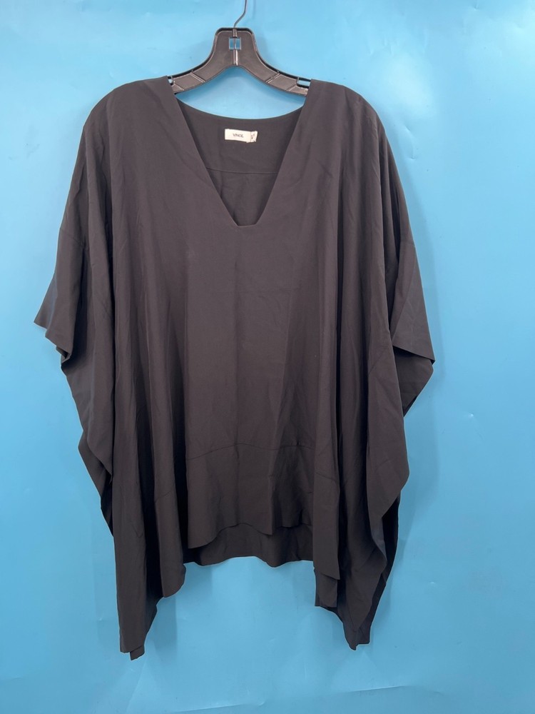 Women's VINCE Black 100% Silk Tunic Poncho Top Sz M/L