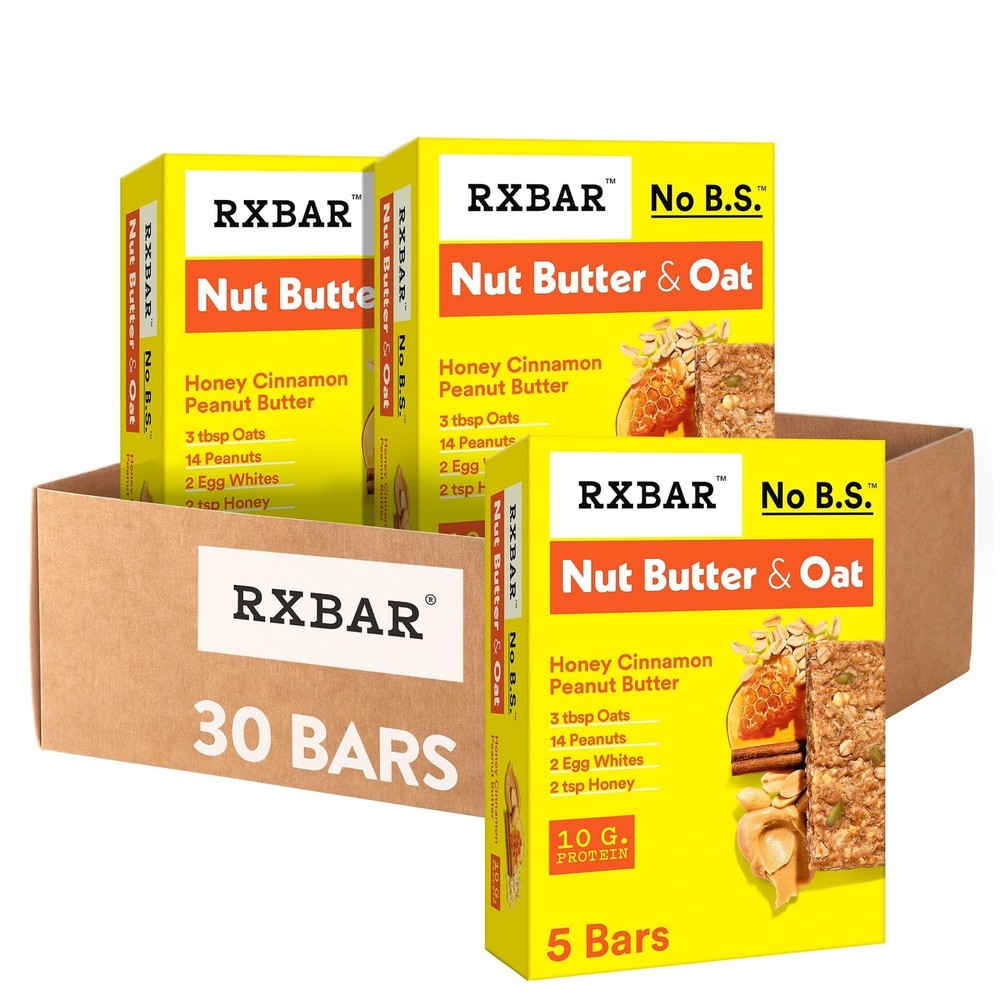 RXBAR Nut Butter and Oat Protein Bars, Protein Snacks, Honey Cinnamon Peanut ...