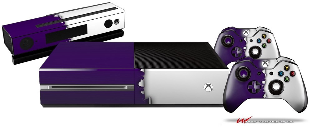 Ripped Colors Purple White Skin Set fits XBOX One Console Controllers