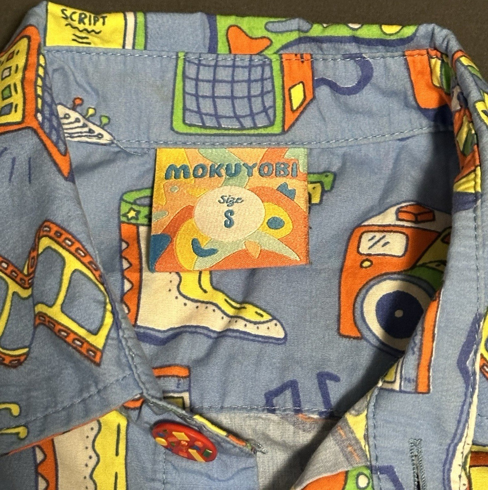 Mokuyobi Men's Colorful Graphic Print Short Sleeve Button-Up Shirt S