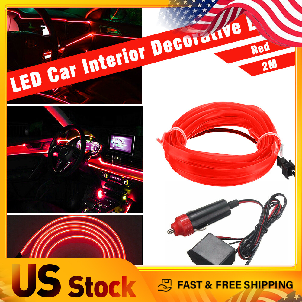 Auto Interior Car Decor LED Strip Atmosphere Light Wire Accessories 6.5ft Lamp