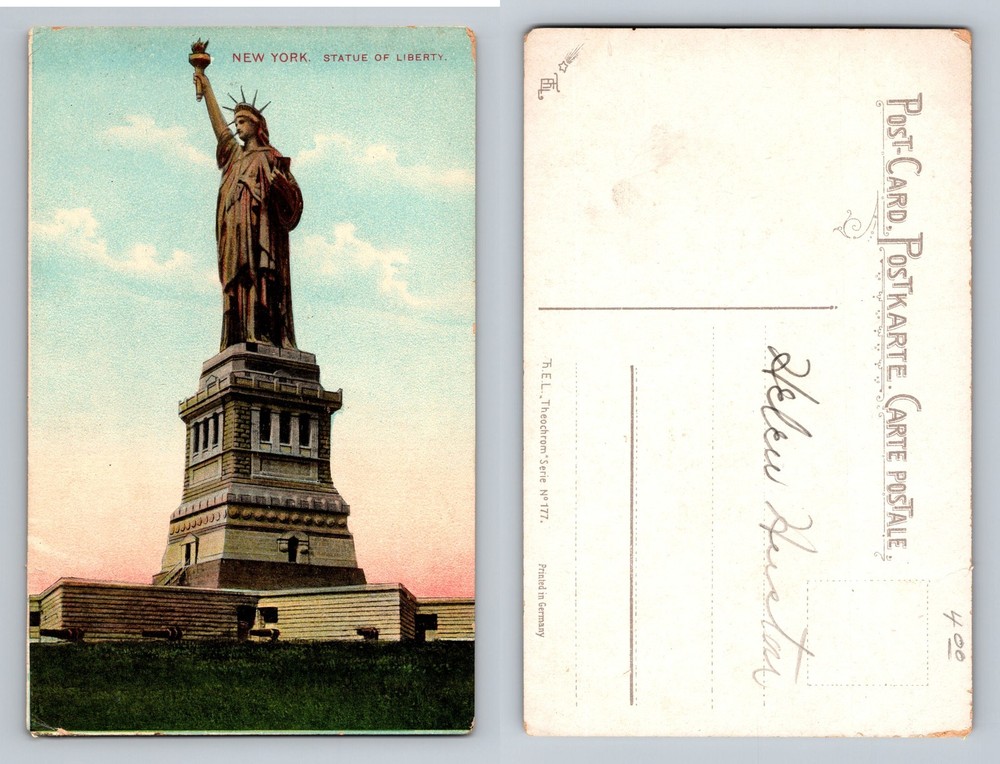New York City NY, Statue of Liberty Harbor View Vintage Postcard