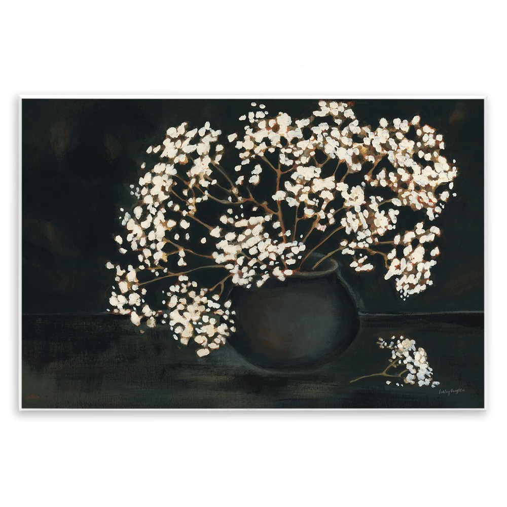 Baby's Breath on Black Wall Plaque Art Design by Haley Knighten