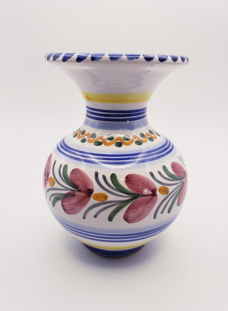 De La Cal Barreira Puente Spain Pottery Vase - Hand-Painted & Signed 5