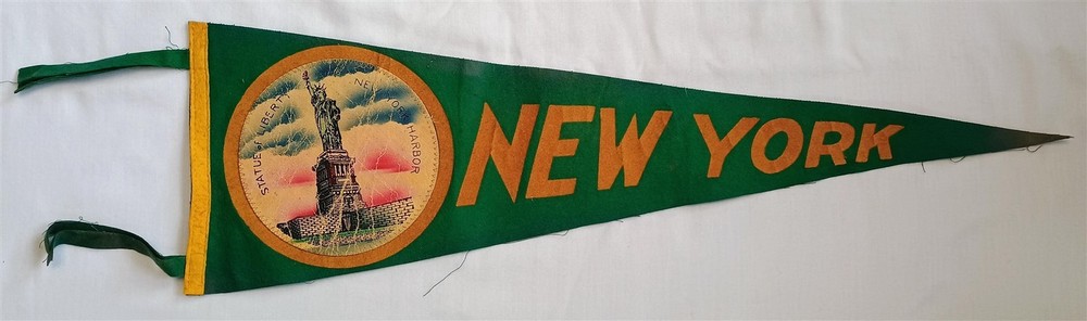 Vintage Souvenir Pennant Statue of Liberty New York Harbor