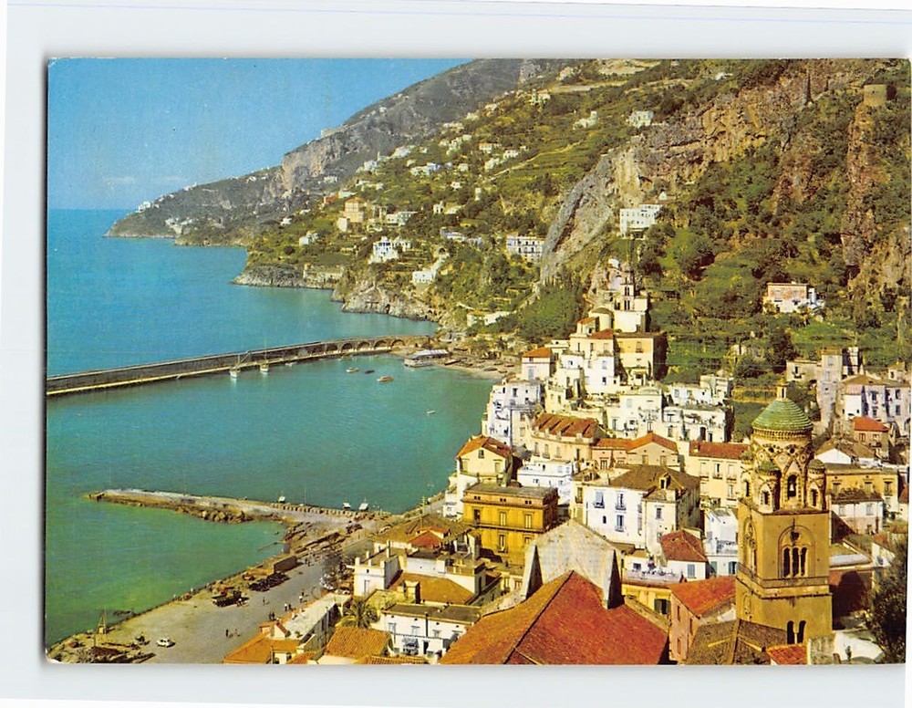 Postcard View from above Amalfi Italy