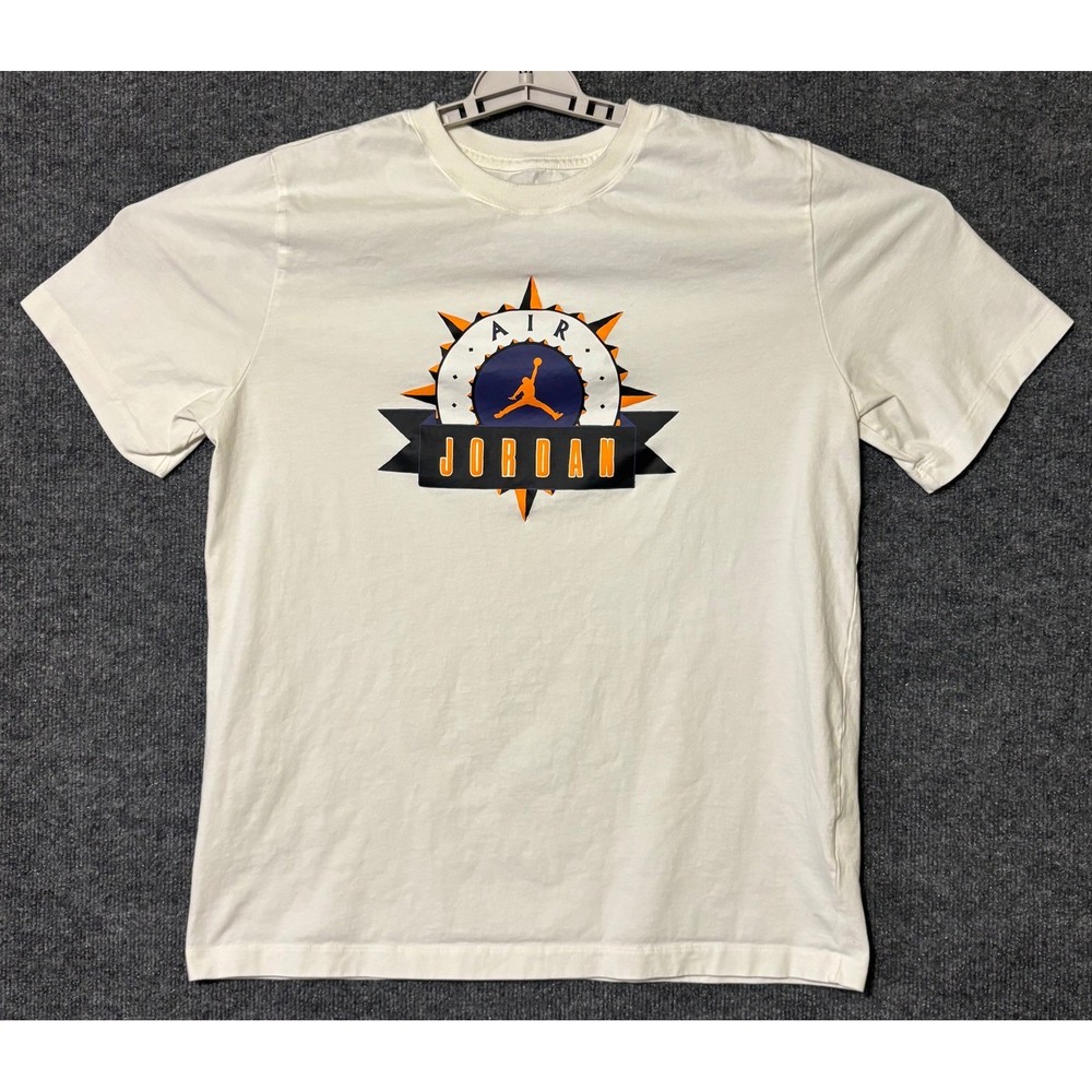 Air Jordan Graphic T-Shirt Mens Large White Jumpman Sunburst Logo Tee