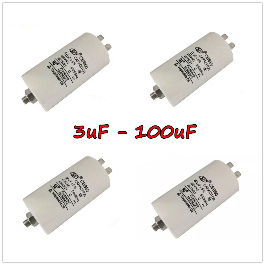 450v 3-100 μF MFD CBB60 START RUN MOTOR CAPACITOR PUMP COMPRESSOR (Screw)