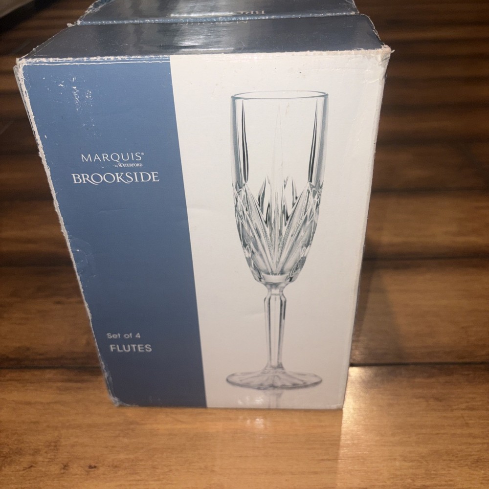 Waterford Marquis Set of 4 Crystal Champagne Flute Glasses New In Box Germany