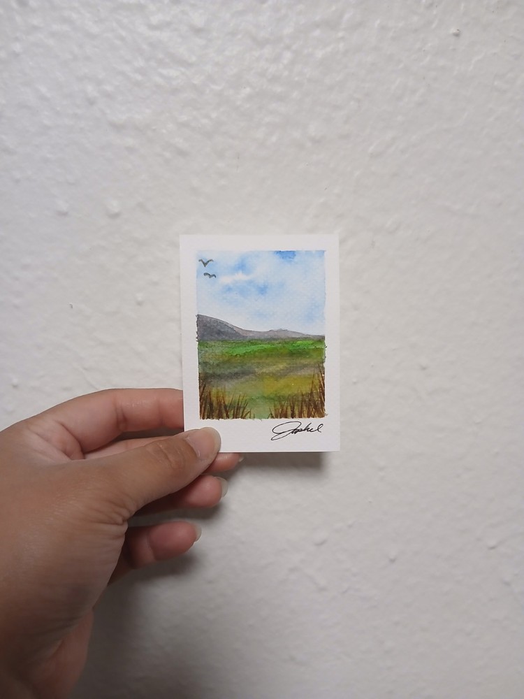 Aceo Art Card Original Watercolor Landscape Painting Signed
