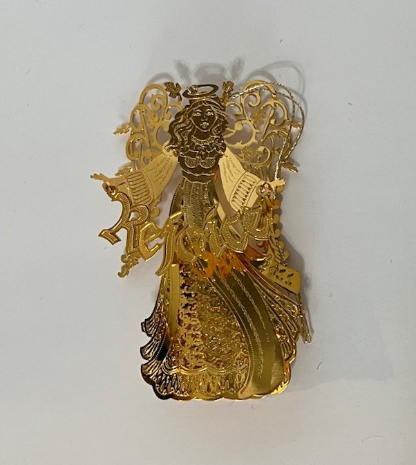 2011 Danbury Mint 23k Gold Rejoice Angel Christmas Tree Ornament