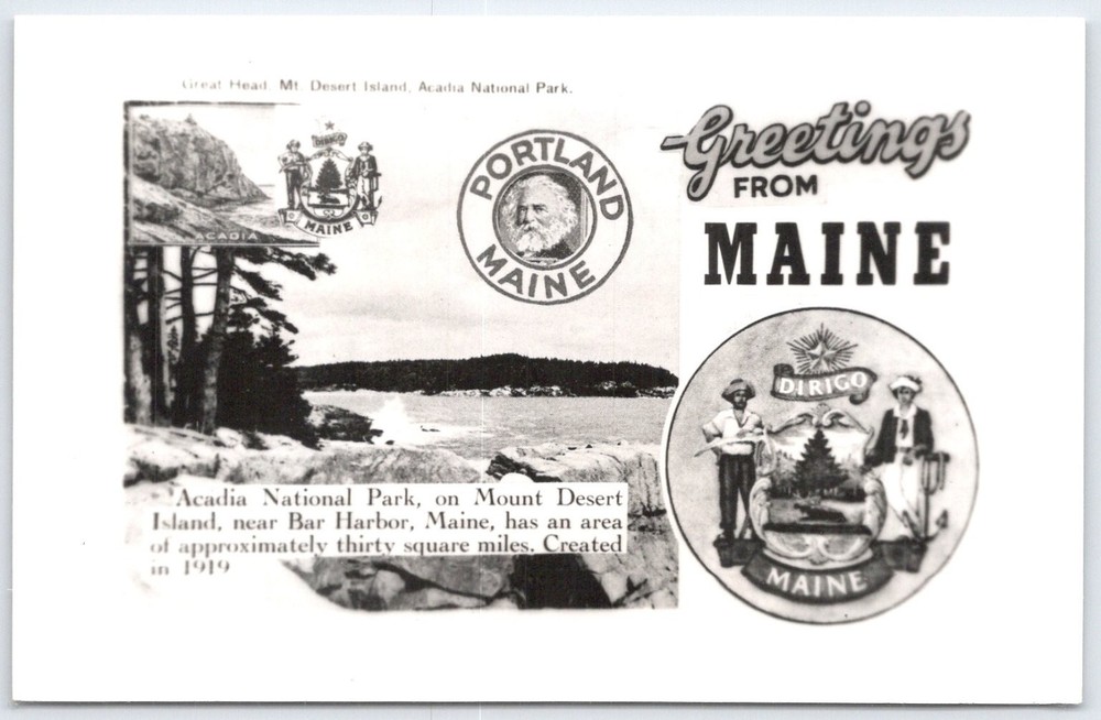 Vintage Greetings From Maine Acadia National Park Mt Desert Island Postcard-image