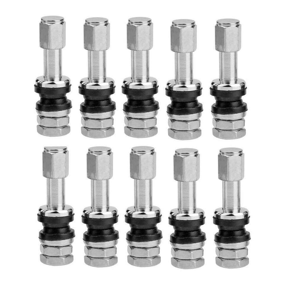 10 Stainless Steel Wheel Tire Valve Stems Hight Pressure Bolt in with Caps NEW
