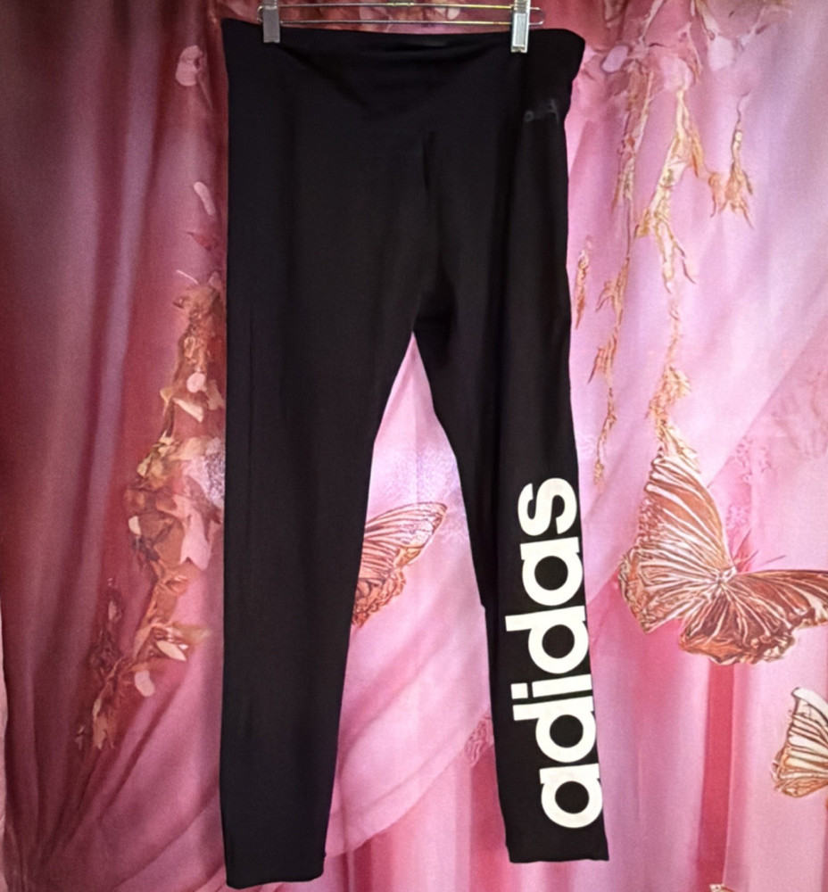 adidas Climalite Ankle Leggings L Black Women's Logo Activewear Elastic Waist