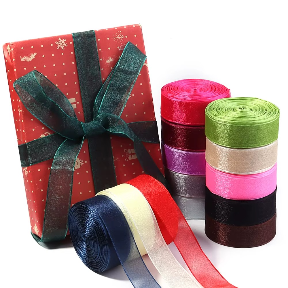 Satin Ribbon Roll for Gift Wrapping Bouquet Party Wreath Craft Decor 10M/38-52mm