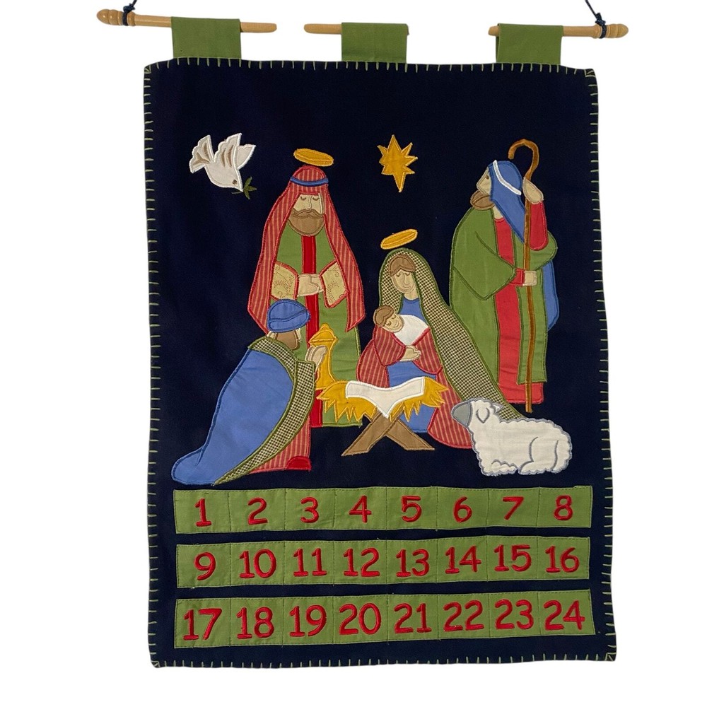 Vintage Nativity Scene Fabric Pocket/Bag Advent Calendar