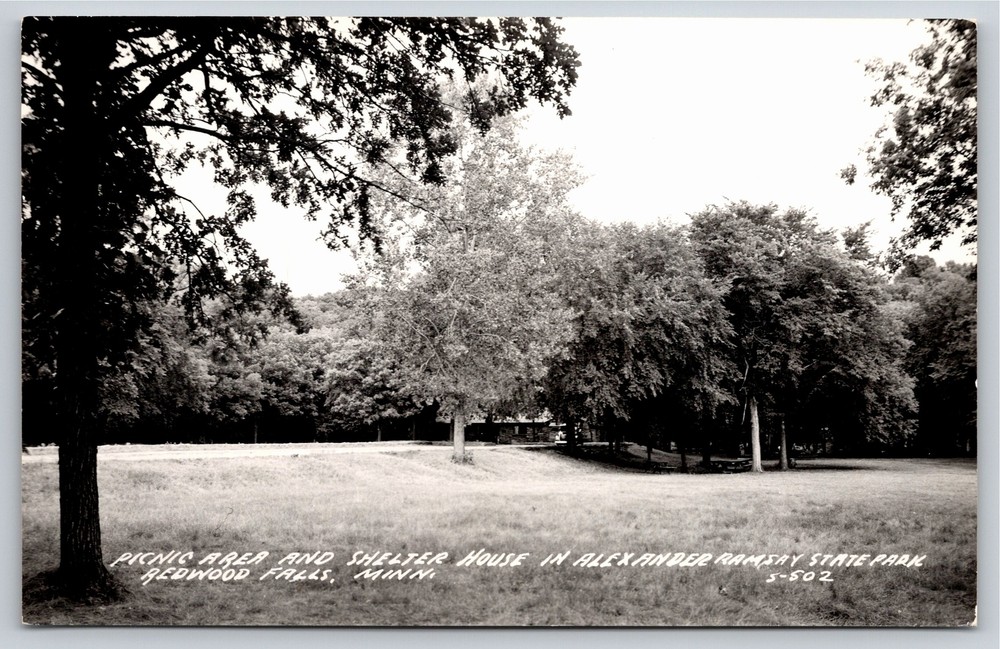 RPPC~Picnic Area & Shelter House Alexander Ramsay Park MN~Real Photo Postcard