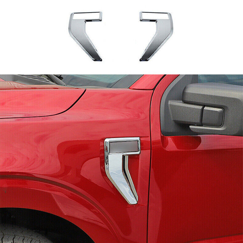 For Ford F-150 2021-2025 Chrome Side Air Flow Fender Intake Vent Cover trim