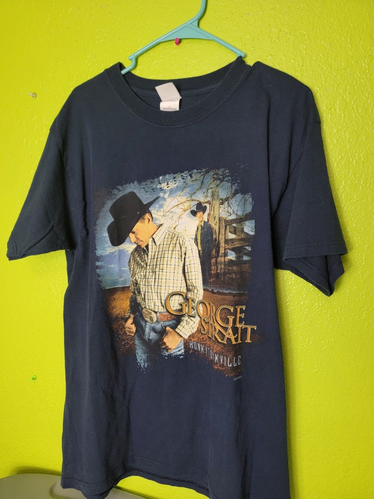 Vintage 2003 George Strait Concert Tour Shirt Honkytonkville Country Music Blue