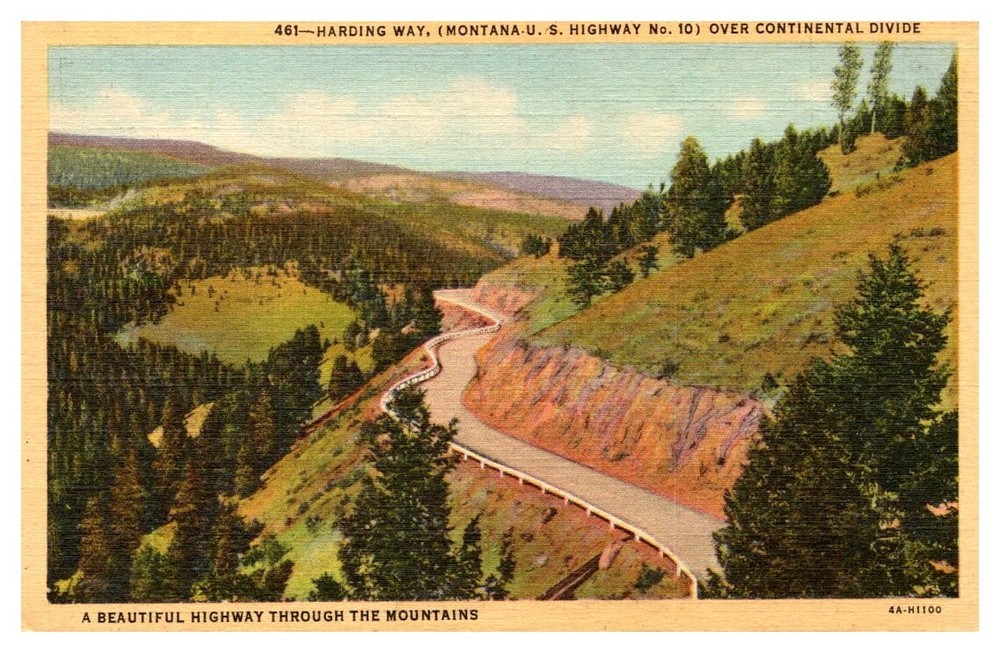 1940s Harding Way on the Continental Divide Montana Vintage Postcard